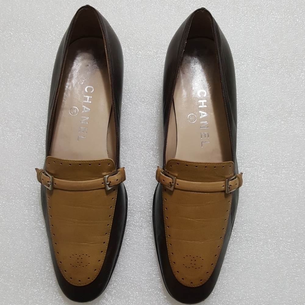 CHANEL Brown and Tan Loafers